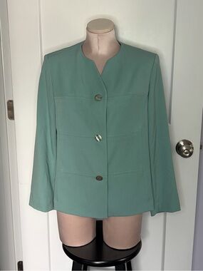 Vintage Alfred Dunner Mint Green Collarless Button Jacket